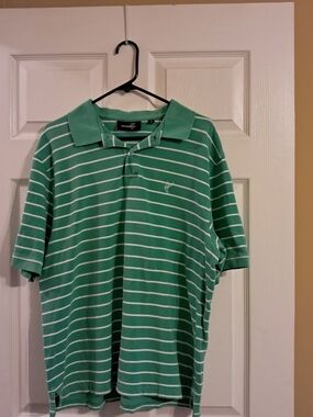 Ashworth Green Striped Polo Shirt - Men's Size XL
